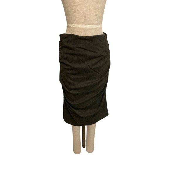 Nicole Miller Collection Black Ruched Pencil Skirt Size 8 - Picture 2 of 5